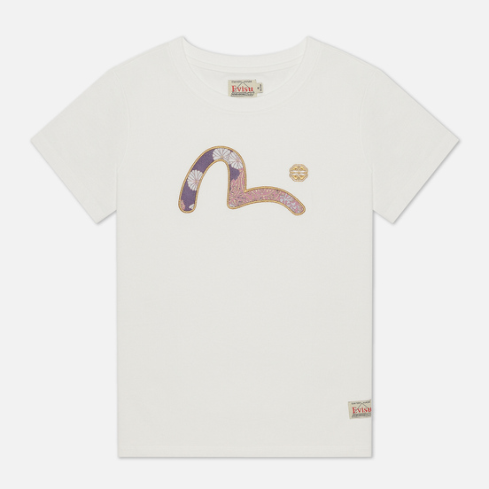 Женская футболка Evisu Heritage Brocade Inserted Seagull Off White