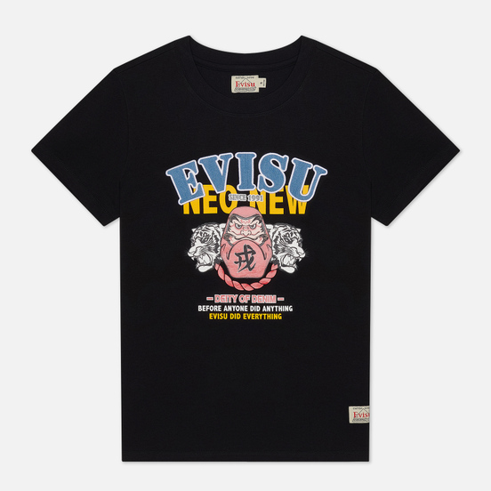Женская футболка Evisu Heritage Chambray Inserted & Daruma Printed Black