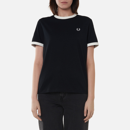 Женская футболка Fred Perry Laurel Sports Authentic Taped Ringer Black