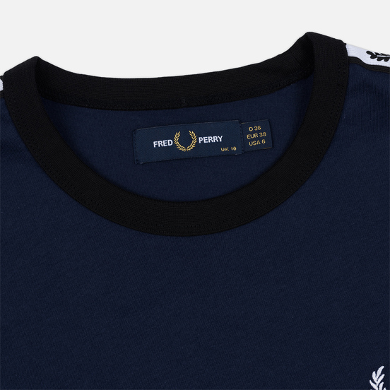 Женская футболка Fred Perry Laurel Sports Authentic Taped Ringer Dark Carbon
