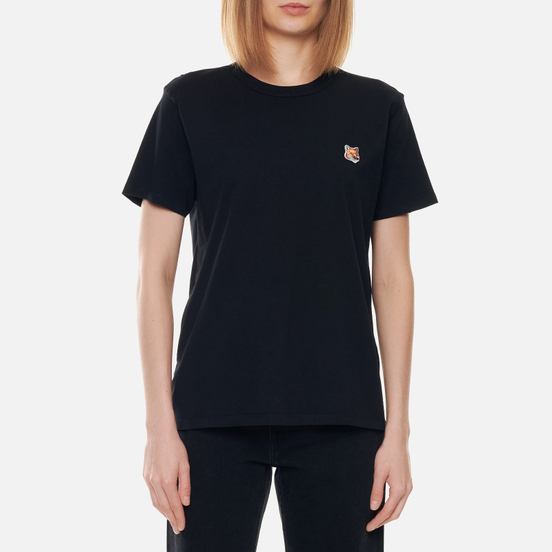 Женская футболка Maison Kitsune Fox Head Patch Black