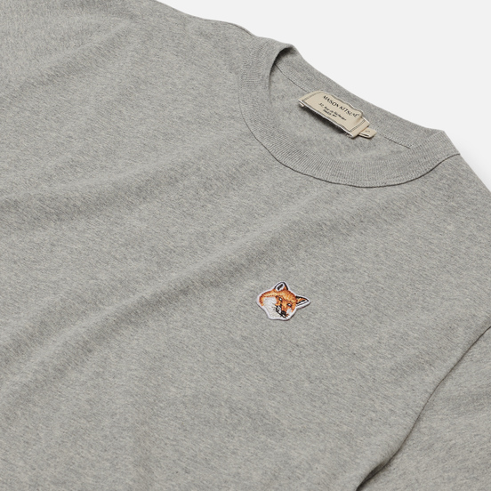 Женская футболка Maison Kitsune Fox Head Patch Grey Melange