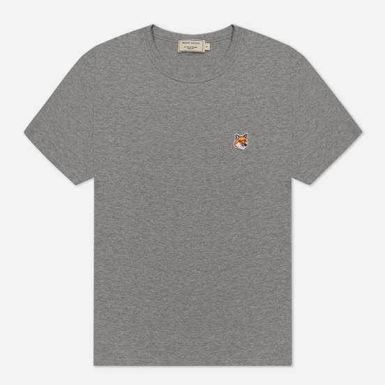 Женская футболка Maison Kitsune Fox Head Patch Grey Melange