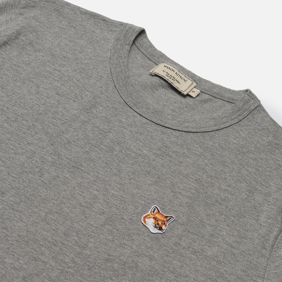 Женская футболка Maison Kitsune Fox Head Patch Grey Melange