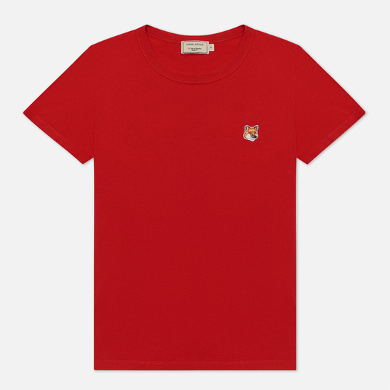 Женская футболка Maison Kitsune Fox Head Patch Red