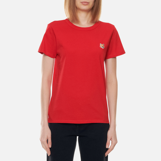 Женская футболка Maison Kitsune Fox Head Patch Red