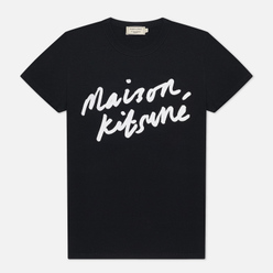 Женская футболка Maison Kitsune Handwriting Black