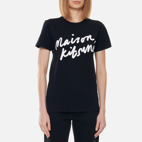 Женская футболка Maison Kitsune Handwriting Black