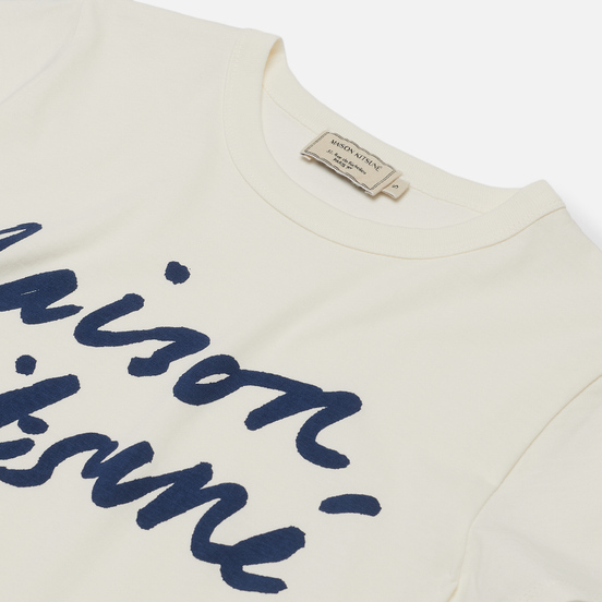 Женская футболка Maison Kitsune Handwriting Latte