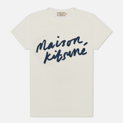 Женская футболка Maison Kitsune Handwriting Latte
