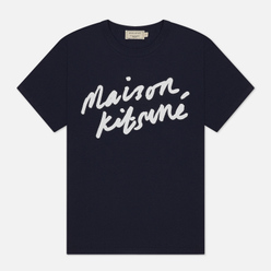Женская футболка Maison Kitsune Handwriting Navy