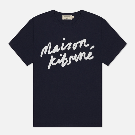 Женская футболка Maison Kitsune Handwriting, цвет синий, размер M