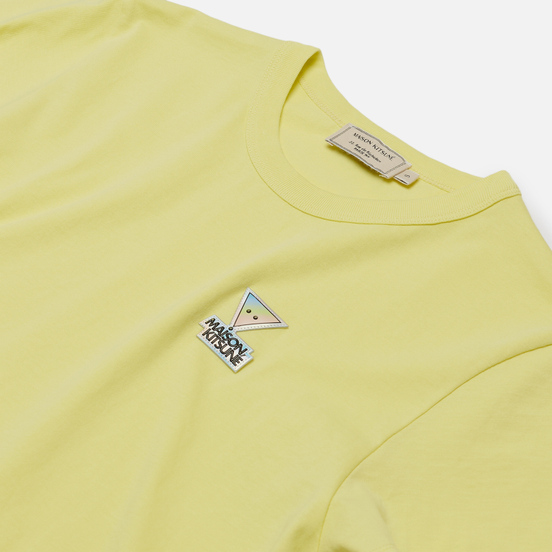 Женская футболка Maison Kitsune Hologram Triangle Fox Patch Lemon