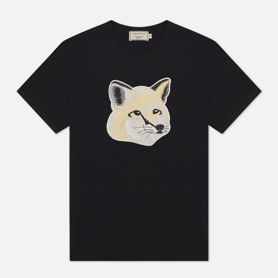 Женская футболка Maison Kitsune Pastel Fox Head Embroidery Black