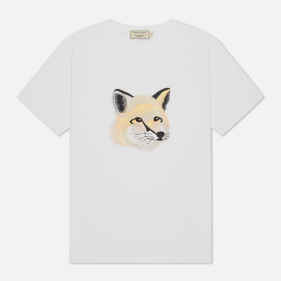 Женская футболка Maison Kitsune Pastel Fox Head Embroidery Off White