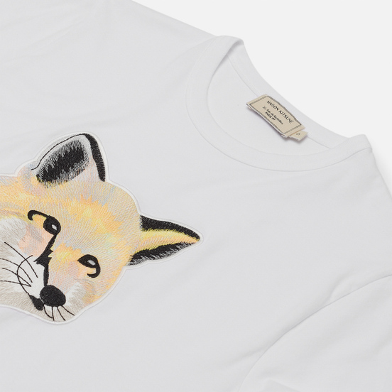 Женская футболка Maison Kitsune Pastel Fox Head Embroidery Off White