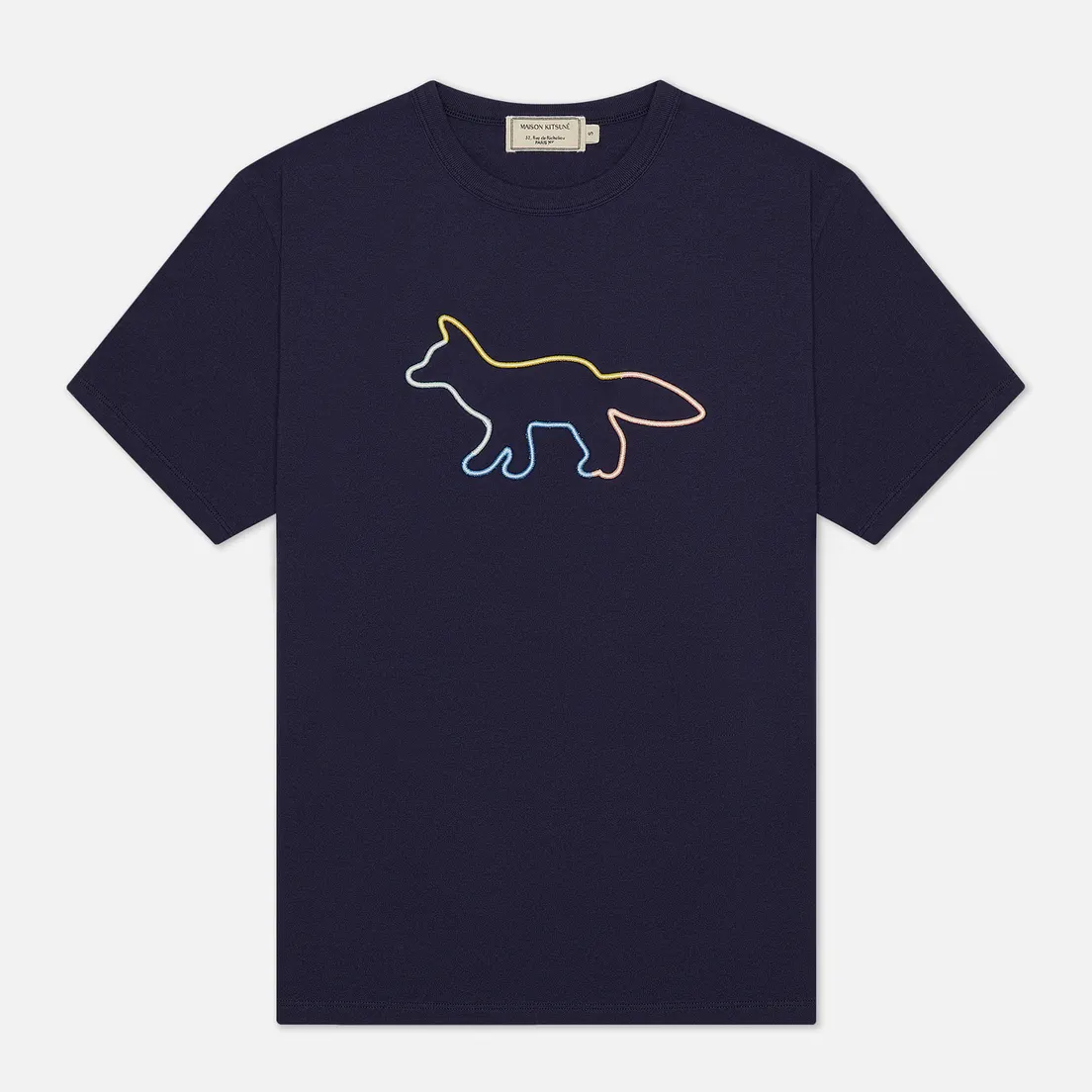Maison Kitsune Женская футболка Rainbow Profile Fox Embroidery