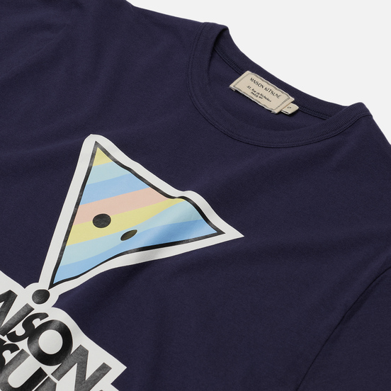 Женская футболка Maison Kitsune Rainbow Triangle Fox Print Navy