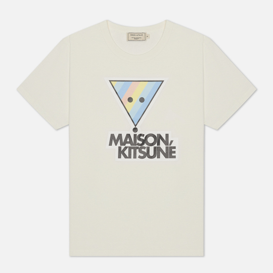 Женская футболка Maison Kitsune Rainbow Triangle Fox Print White