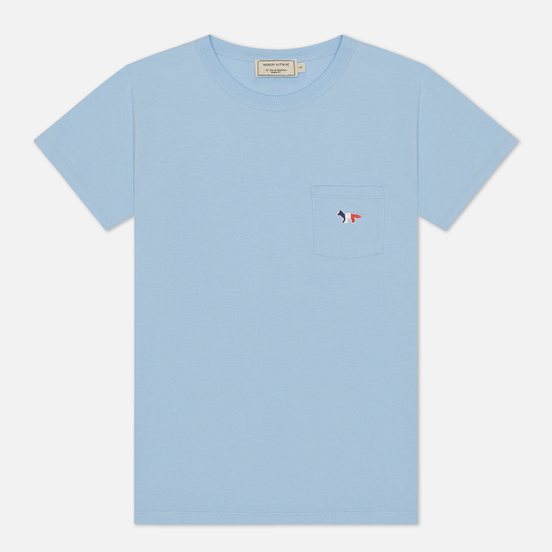 Женская футболка Maison Kitsune Tricolor Fox Patch Light Blue