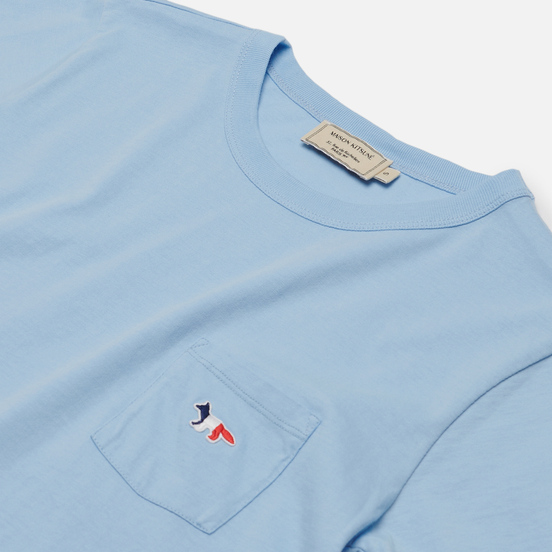 Женская футболка Maison Kitsune Tricolor Fox Patch Light Blue