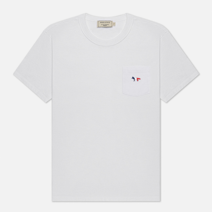 Женская футболка Maison Kitsune, цвет белый, размер S FW00107KJ0010-P100 Tricolor Fox Patch - фото 1