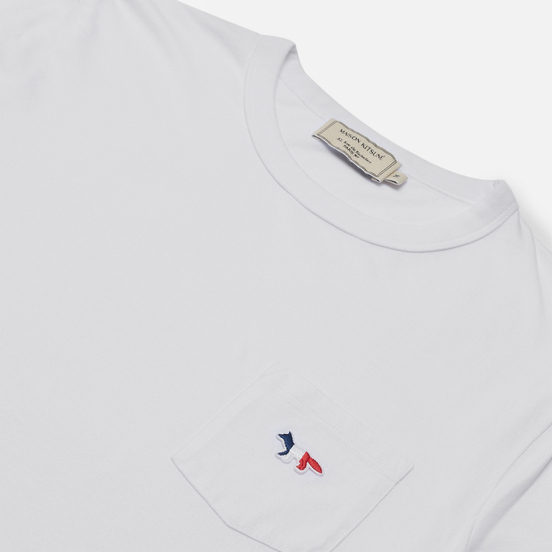 Женская футболка Maison Kitsune Tricolor Fox Patch White