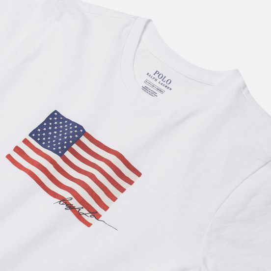 Женская футболка Polo Ralph Lauren American Flag 20/1 Uneven Cotton Jersey White