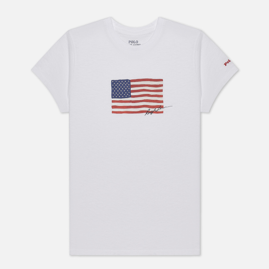 Женская футболка Polo Ralph Lauren American Flag 20/1 Uneven Cotton Jersey White