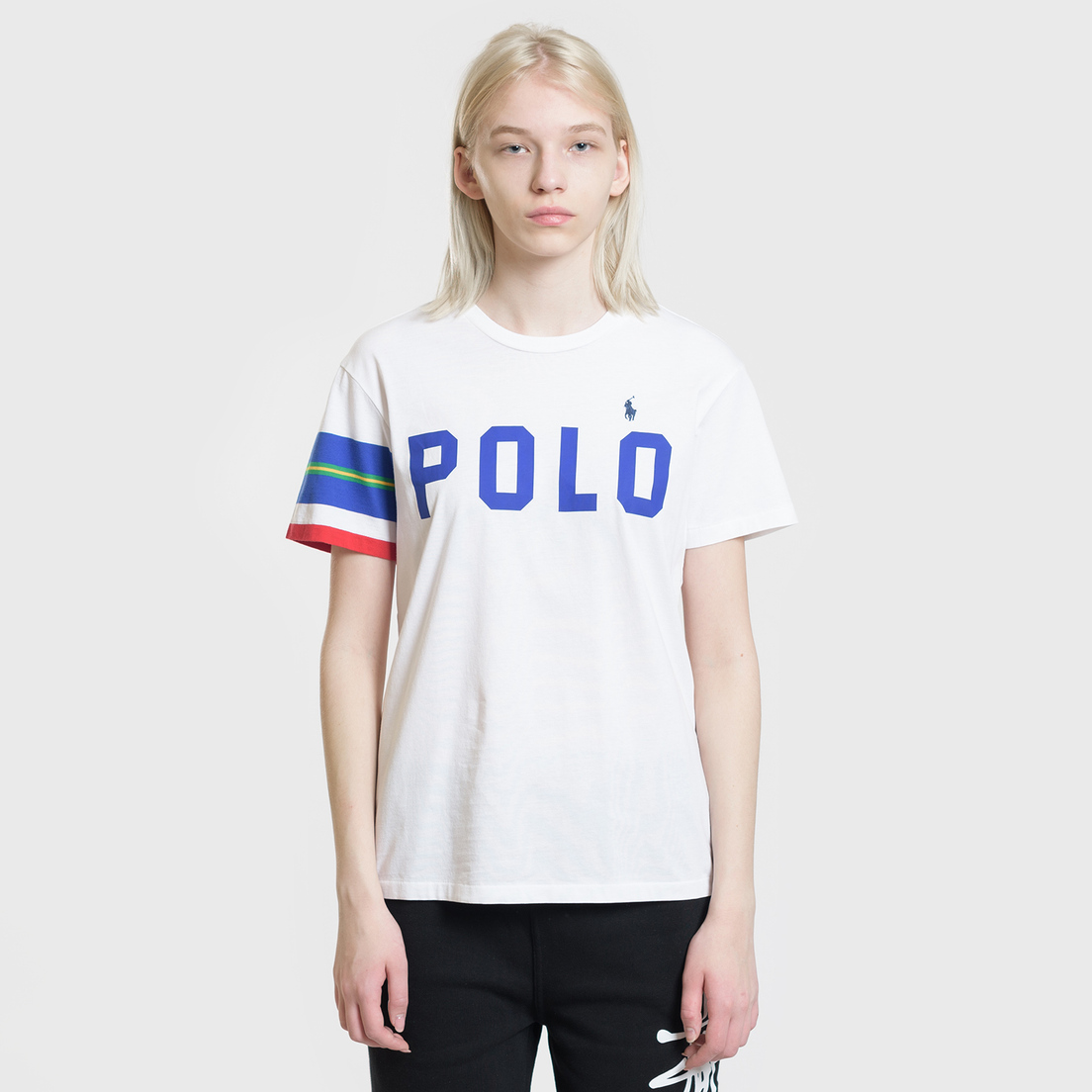 Polo Ralph Lauren Женская футболка Big Polo Print And Stripe Sleeve