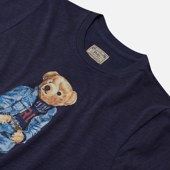 Женская футболка Polo Ralph Lauren Denim Bear 30/'S Uneven Cotton Jersey Classic Royal