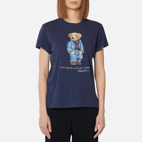 Женская футболка Polo Ralph Lauren Denim Bear 30/'S Uneven Cotton Jersey Classic Royal