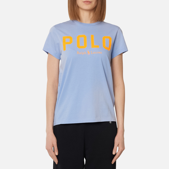 Женская футболка Polo Ralph Lauren Polo Printed 30/1 Cotton Jersey Dress Shirt Blue