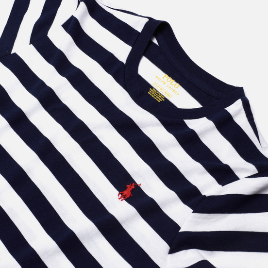 Женская футболка Polo Ralph Lauren Stripe Polo Pony Mini Logo Cruise Navy/White