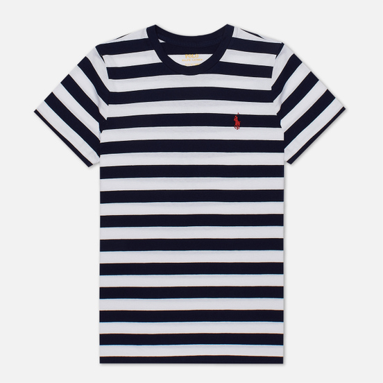 Женская футболка Polo Ralph Lauren Stripe Polo Pony Mini Logo Cruise Navy/White
