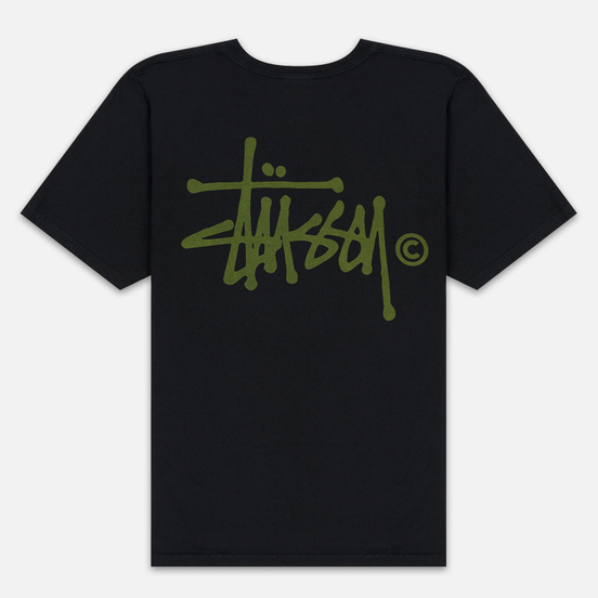 Женская футболка Stussy Basic Logo Pigment Dyed Black/Green