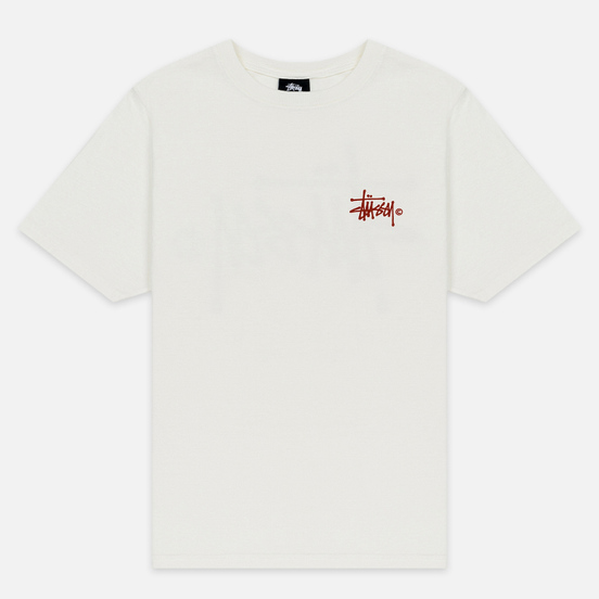 Женская футболка Stussy Basic Logo Pigment Dyed Natural/Red