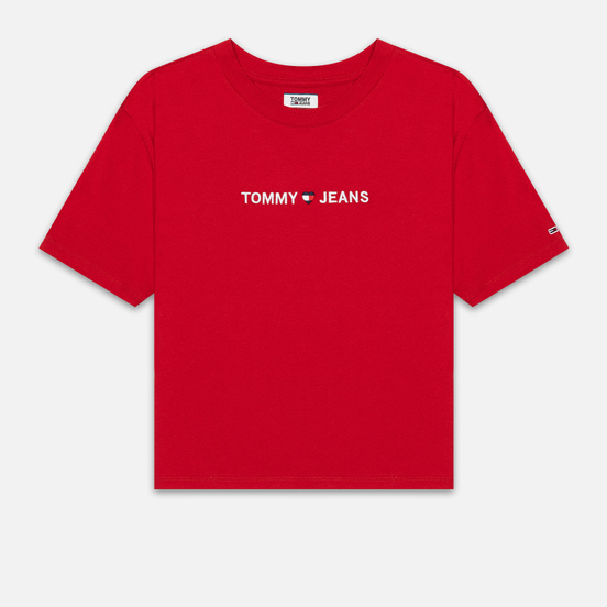 Женская футболка Tommy Jeans Linear Logo Detail Racing Red