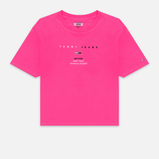 Женская футболка Tommy Jeans Small Logo Text 1985 Cropped Fit Pink Glo