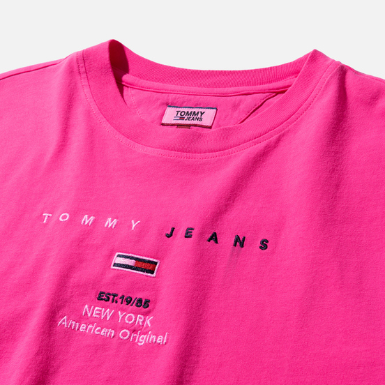 Женская футболка Tommy Jeans Small Logo Text 1985 Cropped Fit Pink Glo
