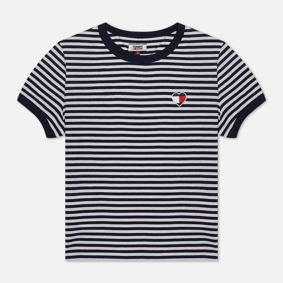 Женская футболка Tommy Jeans Stripe Heart Classic White/Black Iris