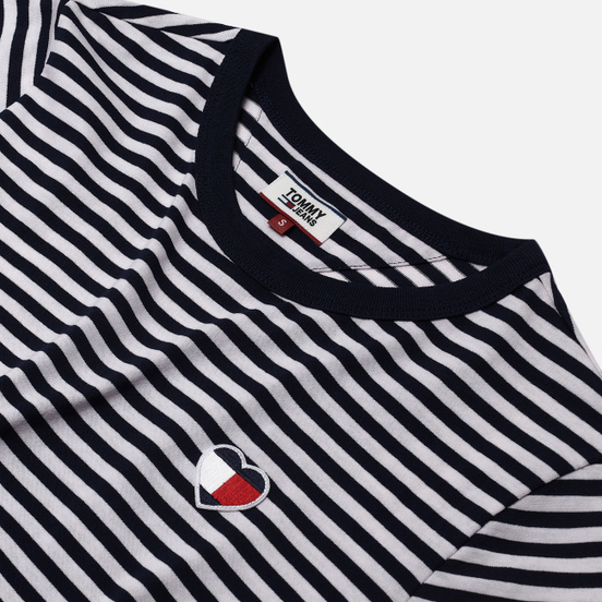 Женская футболка Tommy Jeans Stripe Heart Classic White/Black Iris
