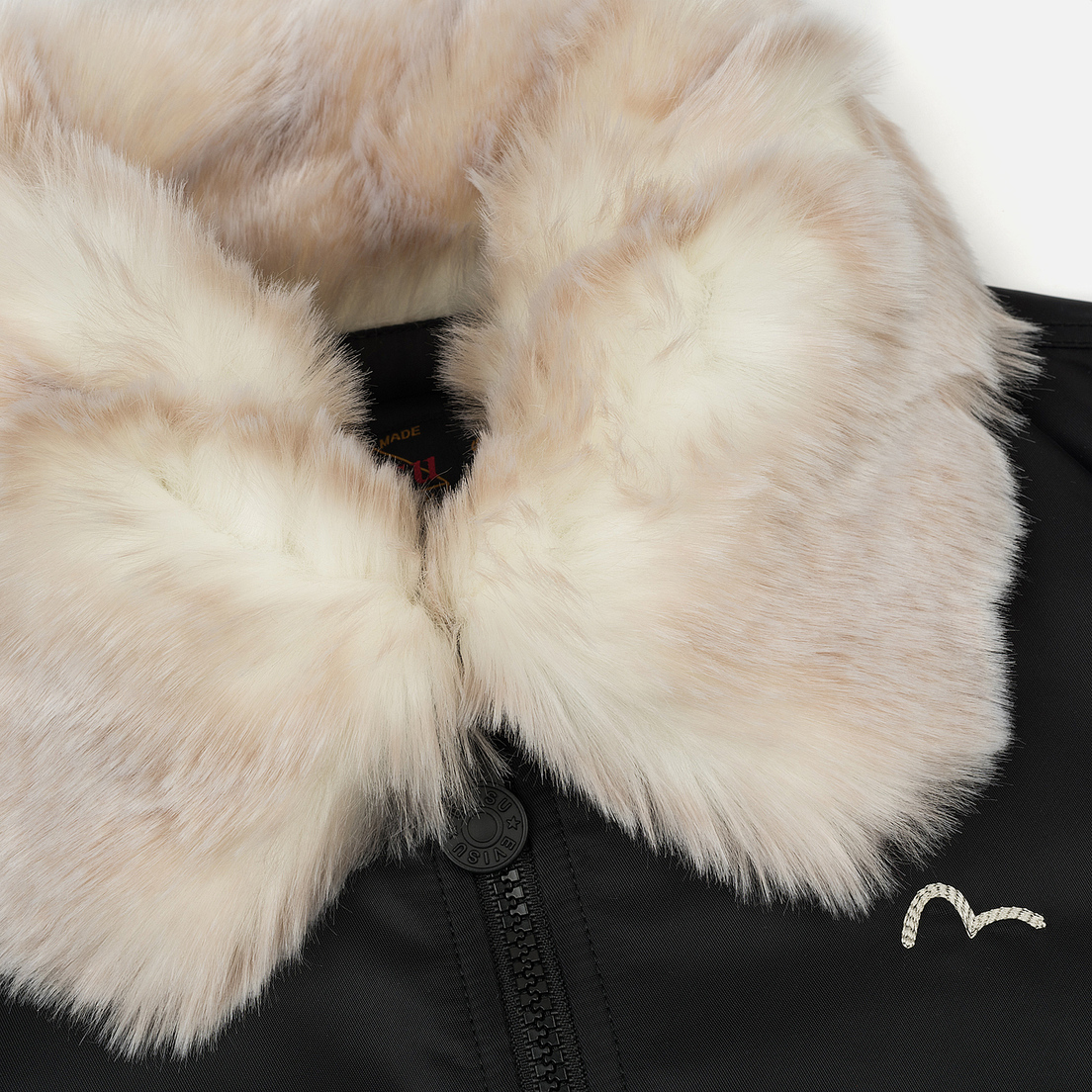 Evisu Женская куртка бомбер Fur Collar Back Embroidered