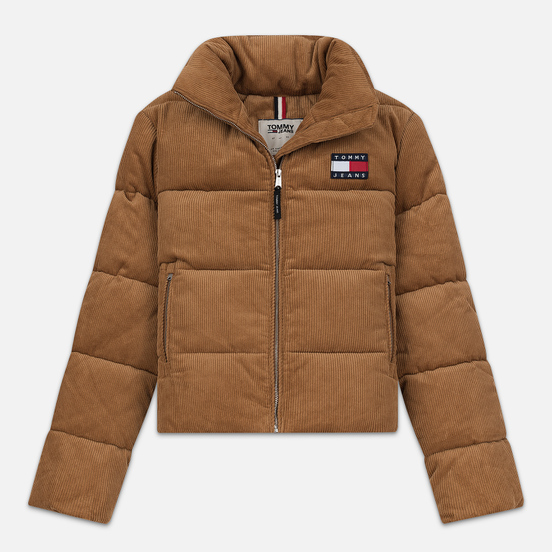 Женский пуховик Tommy Jeans Corduroy Puffer Tobacco Brown