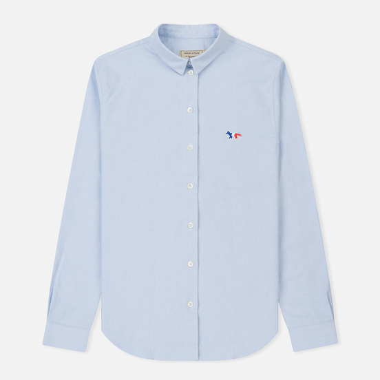 Женская рубашка Maison Kitsune Oxford Tricolor Fox Patch Classic Light Blue