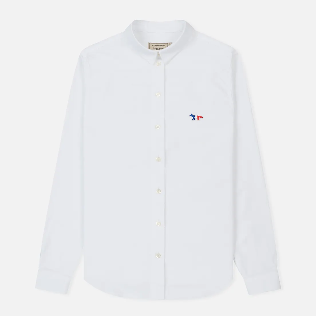 Maison Kitsune Женская рубашка Oxford Tricolor Fox Patch Classic