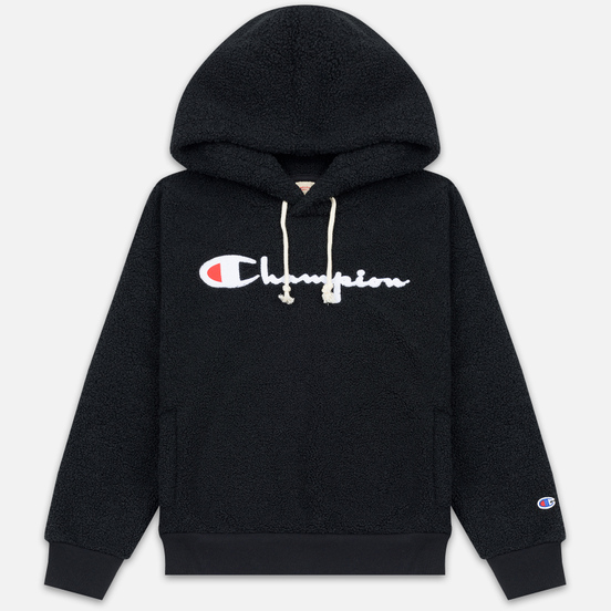 Женская толстовка Champion Reverse Weave Big Script Hooded Lamb Effect Bonded Black