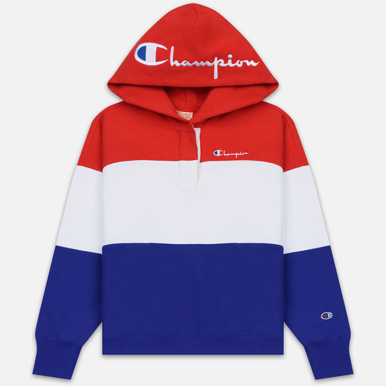 Женская толстовка Champion Reverse Weave Big Script Hooded Racing Red/White/Navy