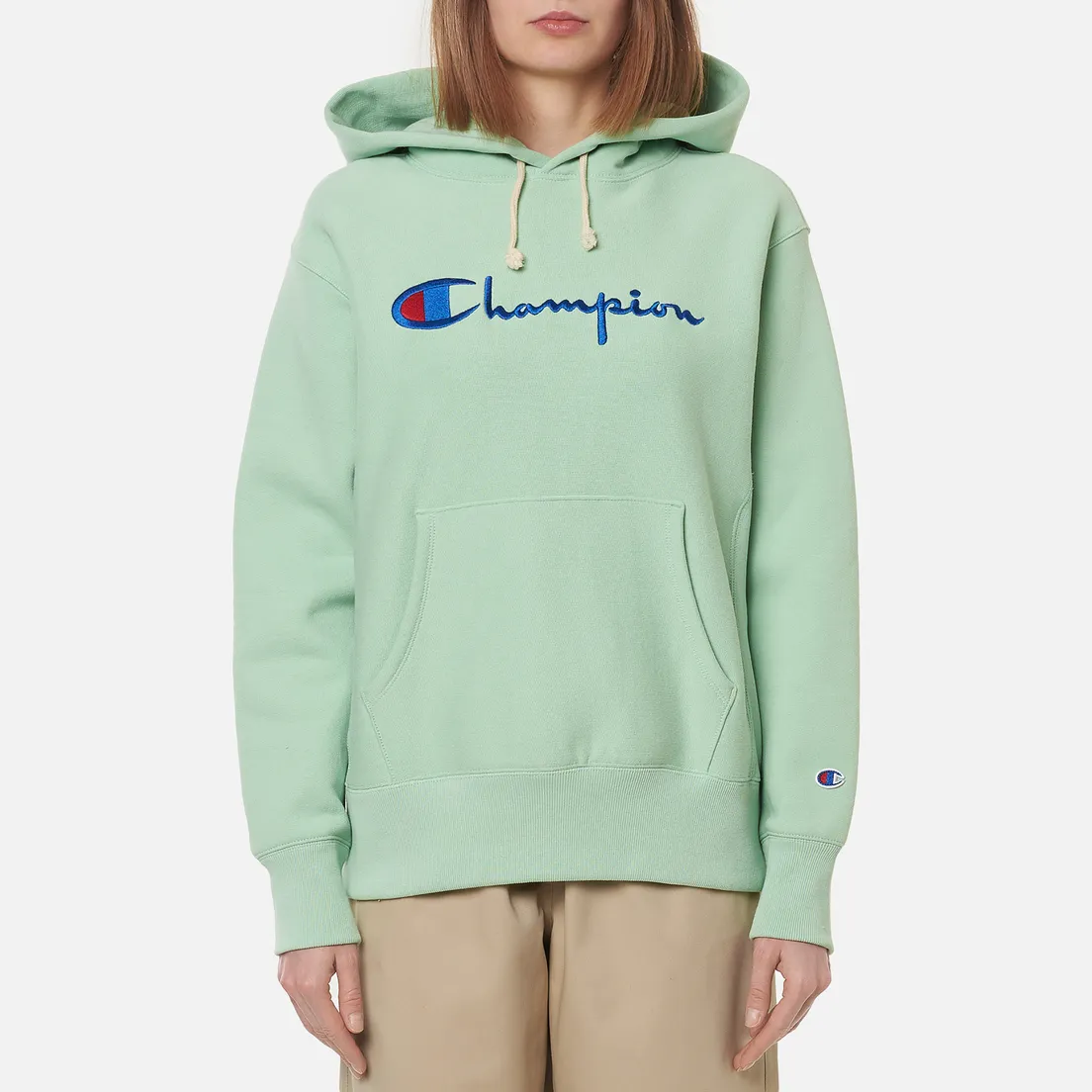 Champion Reverse Weave Женская толстовка Big Script & Logo Sleeve Hoodie