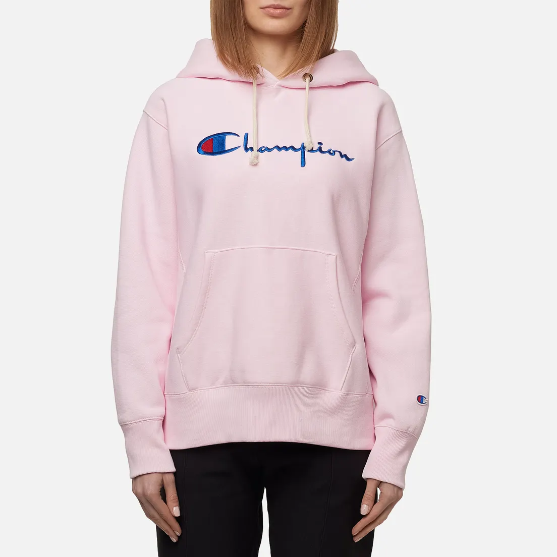 Champion Reverse Weave Женская толстовка Big Script & Logo Sleeve Hoodie